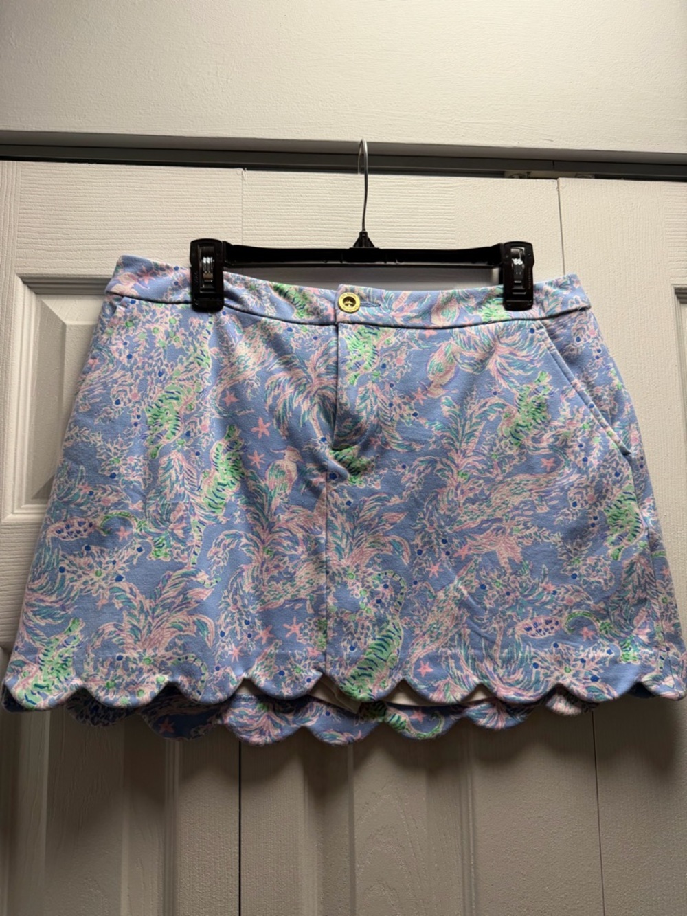 Lilly Pulitzer Colette Light Blue Floral Scalloped Hem Skort